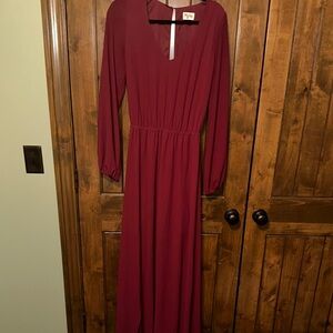Show Me Your MuMu Deep Red Long Sleeve Dress